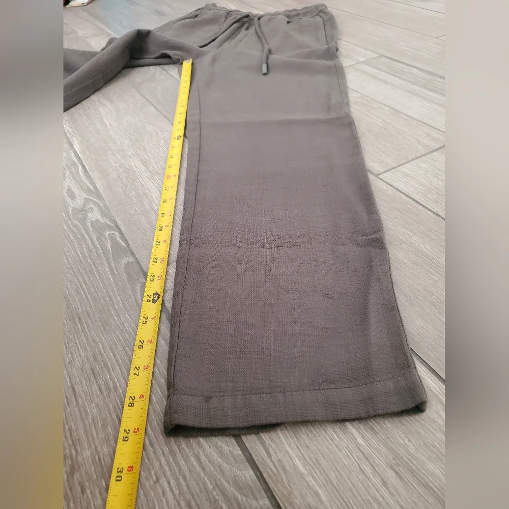 ZARA 100% cotton army olive green relaxed fit pull-on tapered casual pants - Picture 5 of 8